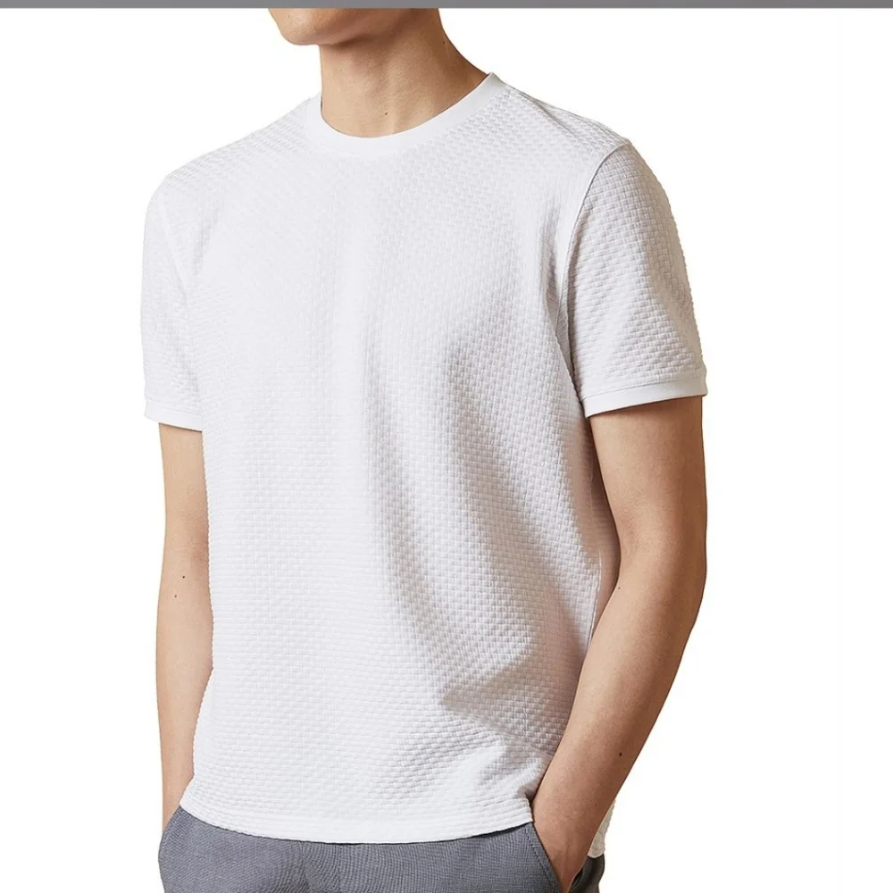 Ted Baker Basketweave Crewneck Shirt In White Size 3, U.S. Medium - Picture 1 of 11